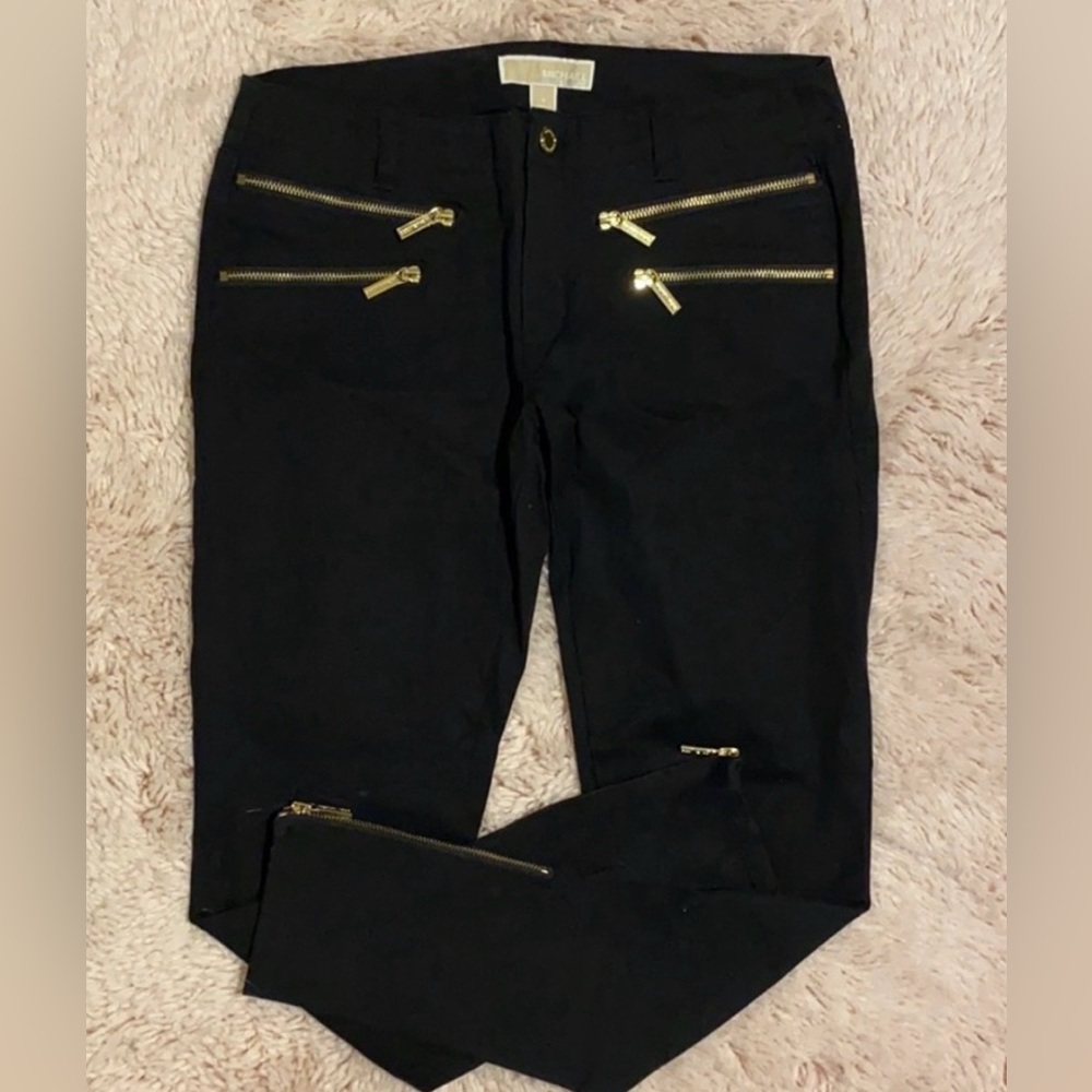 MICHAEL Michael Kors Black Pants with Gold Accents